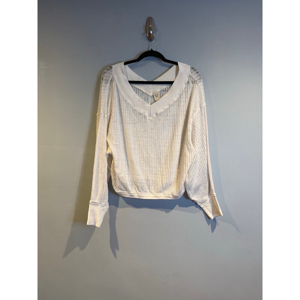 We The Free by Free People Waffle Knit V-Neck Thermal Top XS